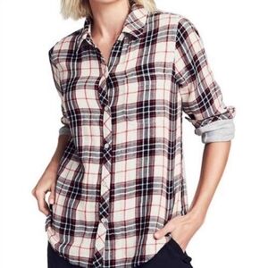 Faherty Beatrix Malibu Plaid Flannel Organic Cotton Button Shirt XS